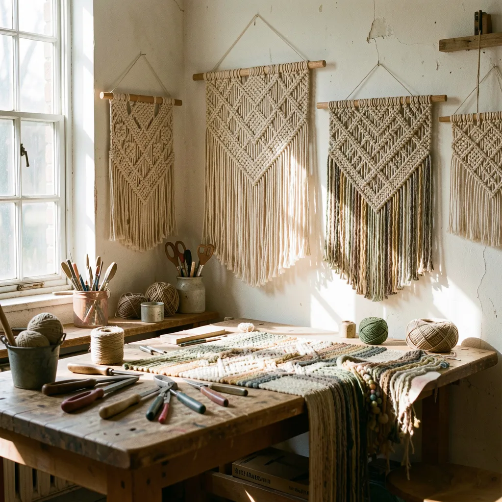 Weaver's studio crafting process